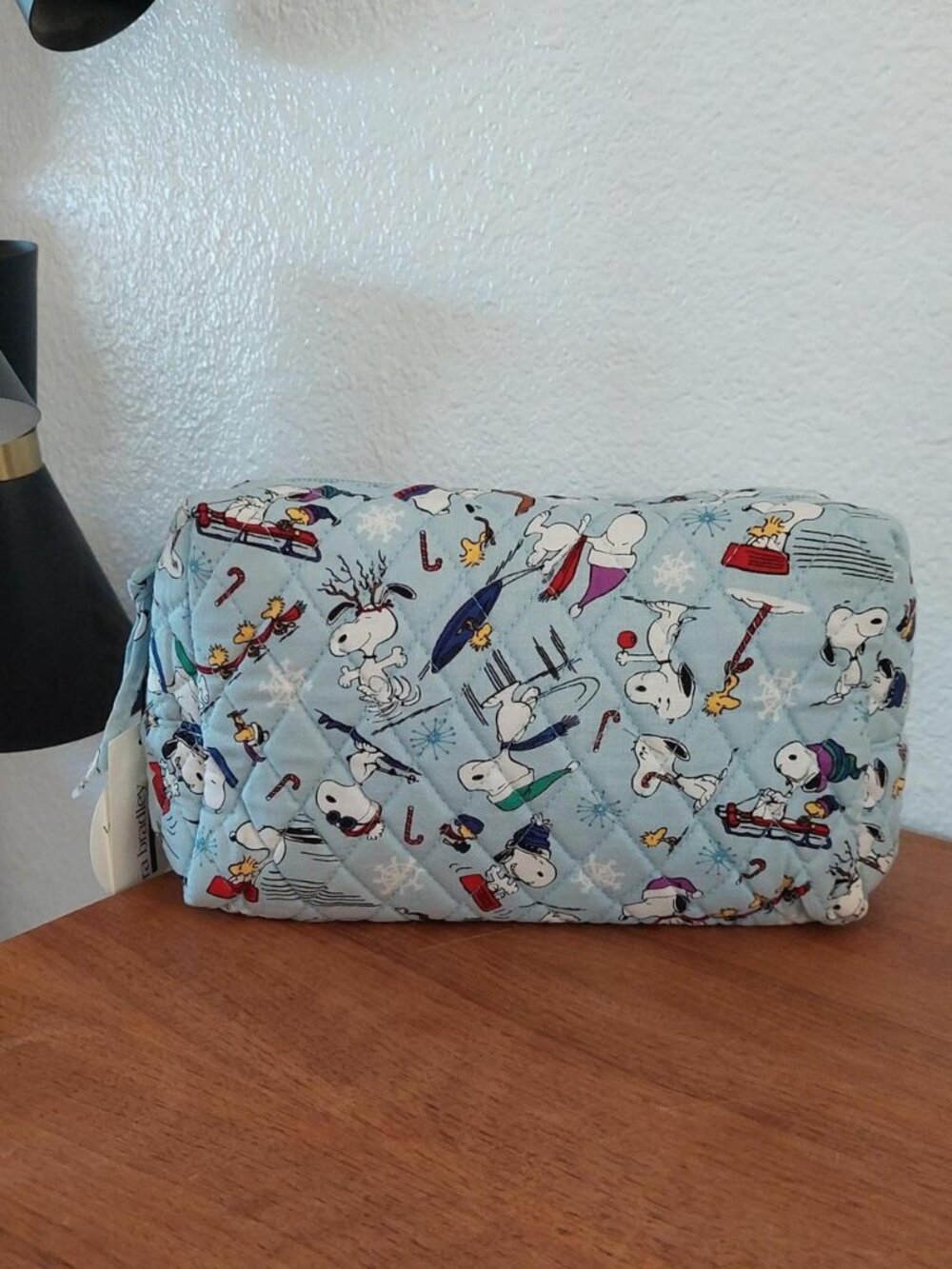 Vera Bradley Peanuts Medium Cosmetic Bag Ski Jump Snoopy Winter Sky Blue NWT